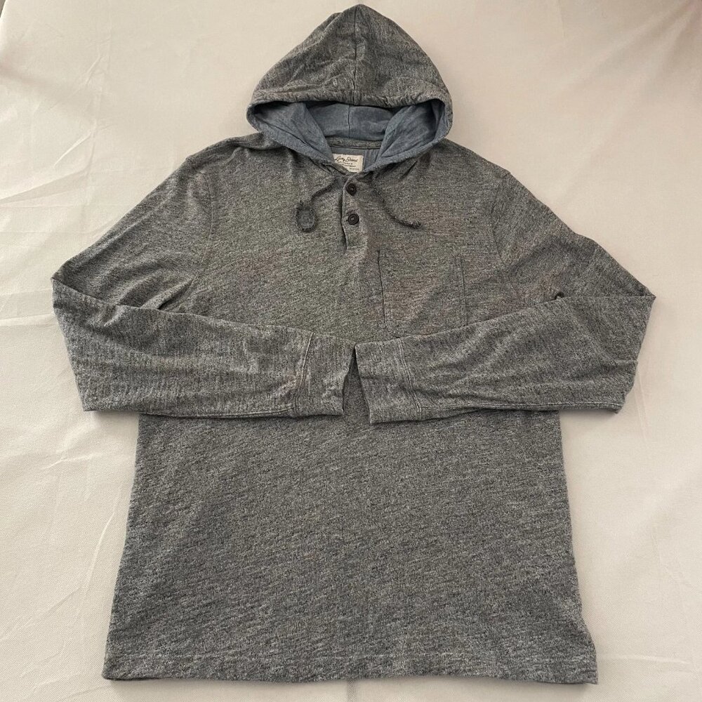 Lucky Brand Mens Gray Long Sleeve Comfy Henley Style Hooded Sweatshirt Size 2XL